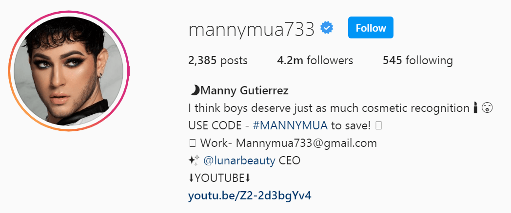 Top Beauty Influencer - Manny Gutierrez