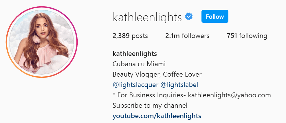 Top Beauty Influencer - Kathleen Lights