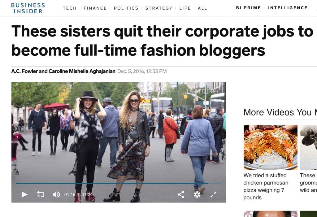 Screenshot of Sisters quit corporate jobs to become fashion bloggers Business Insider 1
