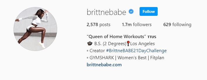 Top Fitness Influencer - Brittne Babe