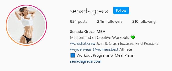 Top Fitness Influencer - Senada Greca