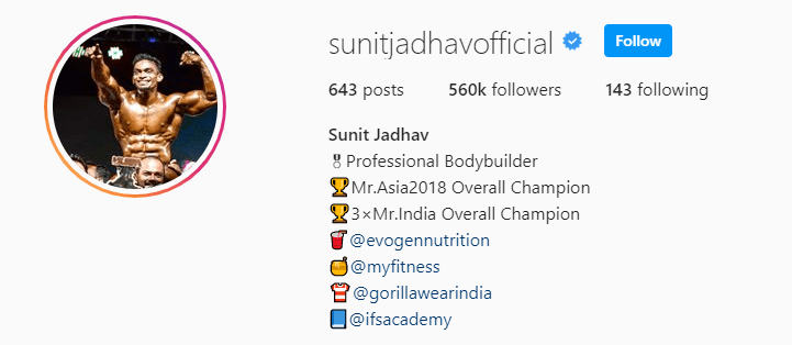 Top Fitness Influencer - Sunit Jadhav