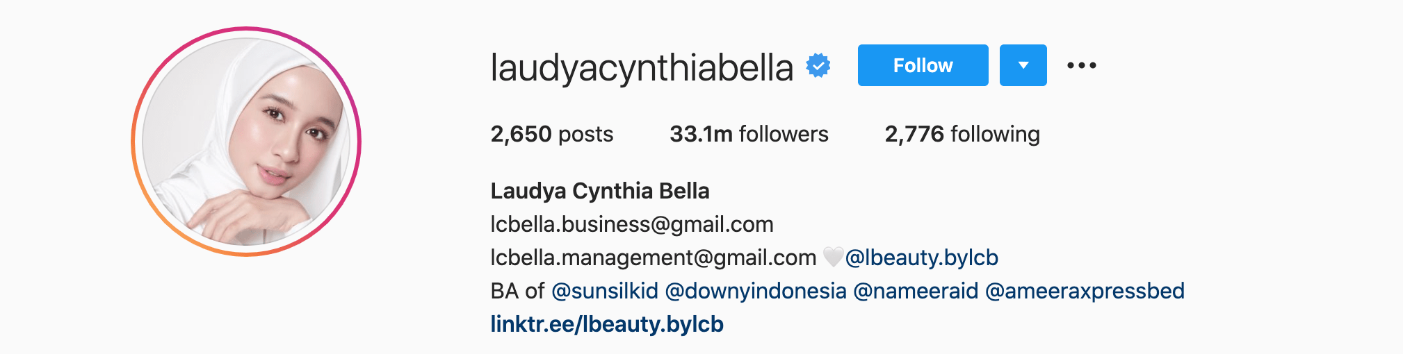 Top Instagram Influencers - LAUDYA CYNTHIA BELLA