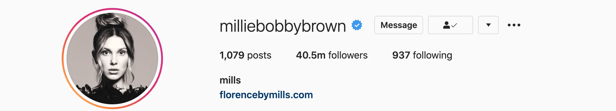 Top Instagram Influencers - MILLIE BOBBY BROWN