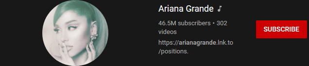 most subscribed Youtubers - ARIANA GRANDE