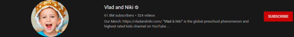 most subscribed Youtubers - VLAD AND NIKI