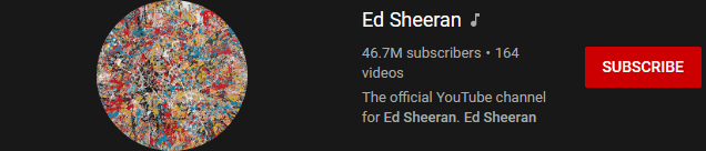 most subscribed Youtubers - ED SHEERAN