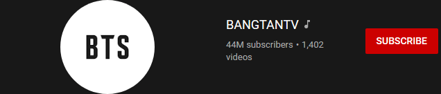 most subscribed Youtubers - BANGTAN TV