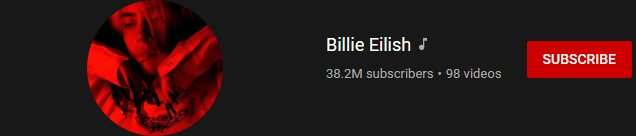 most subscribed Youtubers - BILLIE EILISH