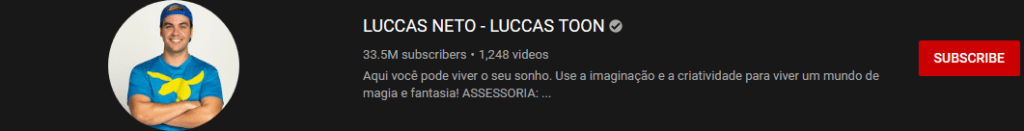 most subscribed Youtubers - LUCCAS NETO