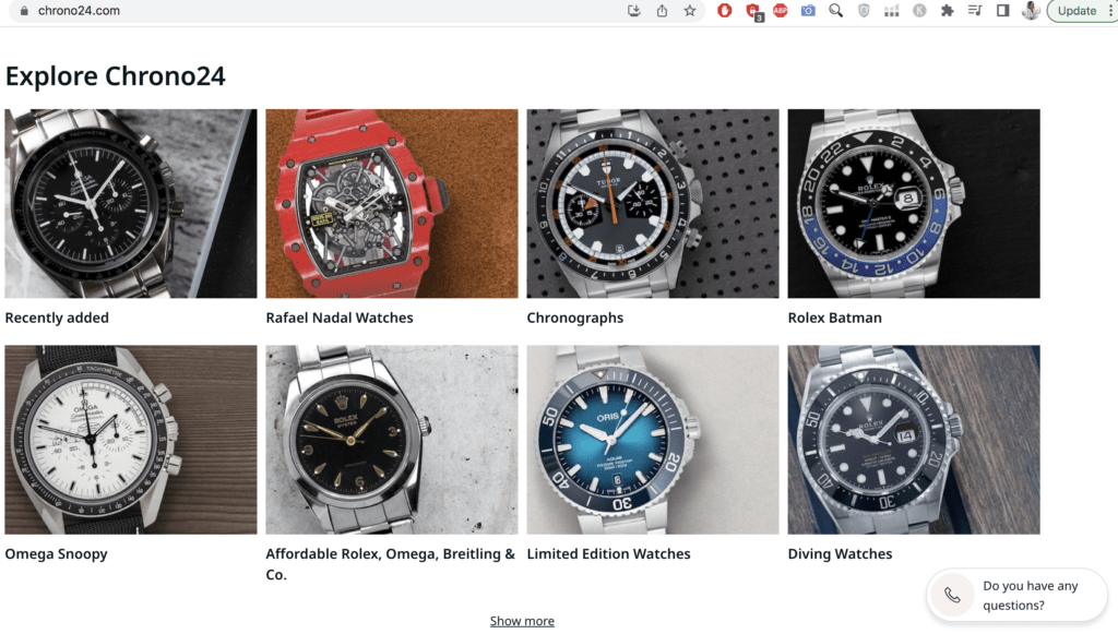 Example of Chrono24 UX